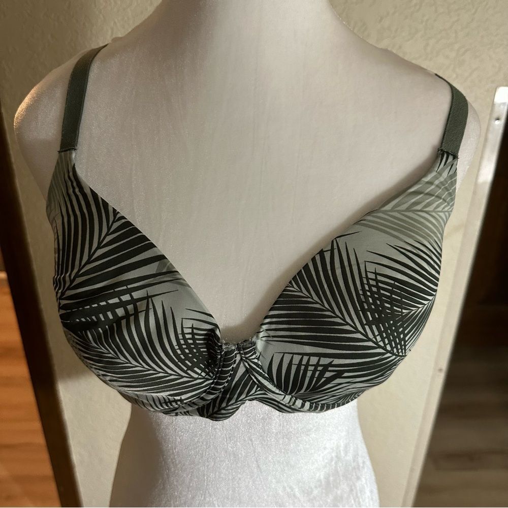 Kindly Yours T-Shirt Bra Women 40C Green Palm Leaf Underwire Convertible Straps - Picture 4 of 9